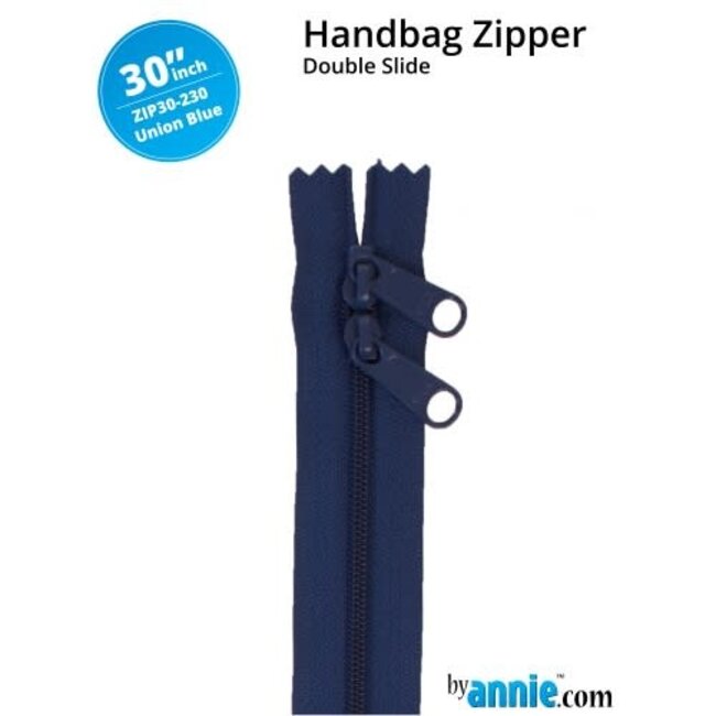Double Slide Handbag Zipper 30" Union Blue