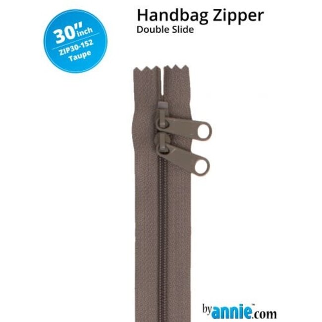 Double Slide Handbag Zipper 30" Taupe