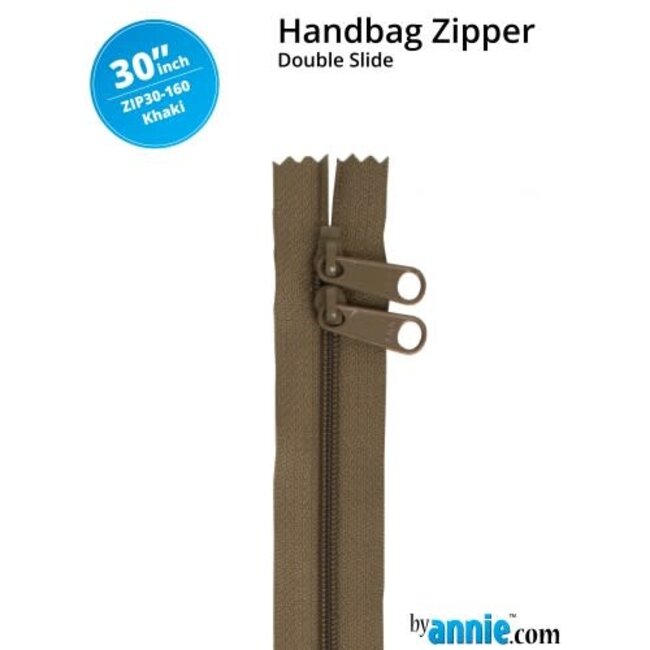 Double Slide Handbag Zipper 30" Khaki