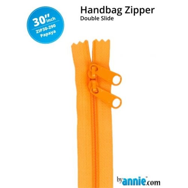 Double Slide Handbag Zipper 30" Papaya