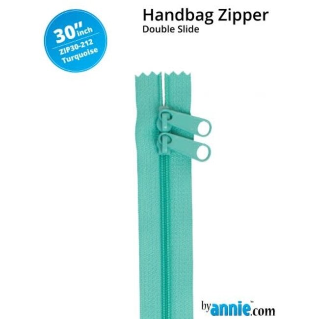 Double Slide Handbag Zipper 30" Turquoise