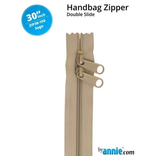 Double Slide Handbag Zipper 30" Sage
