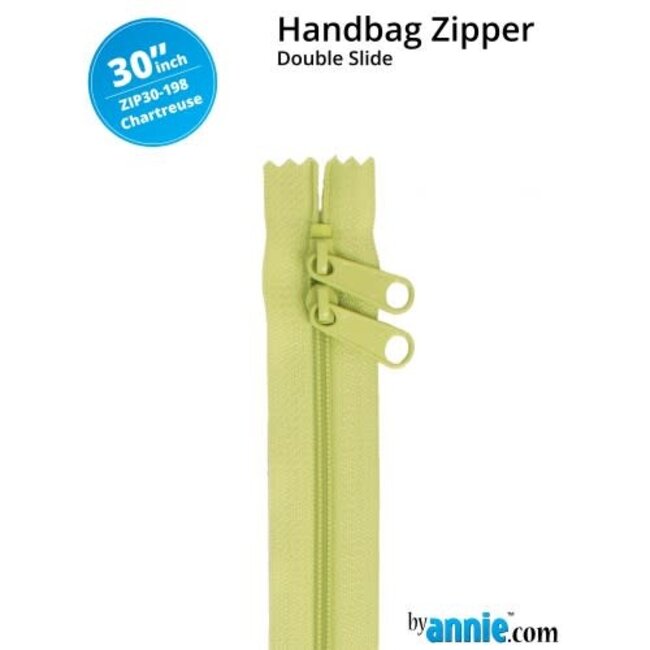 Double Slide Handbag Zipper 30" Chartreuse
