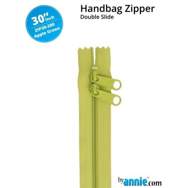 Double Slide Handbag Zipper 30" Apple Green