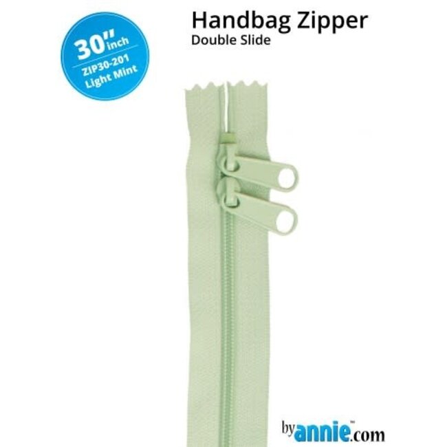Double Slide Handbag Zipper 30" Light Mint