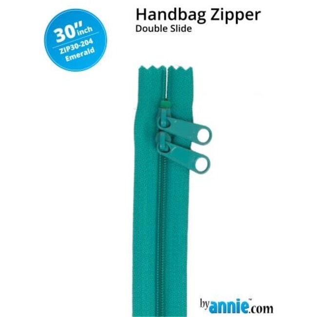 Double Slide Handbag Zipper 30" Emerald