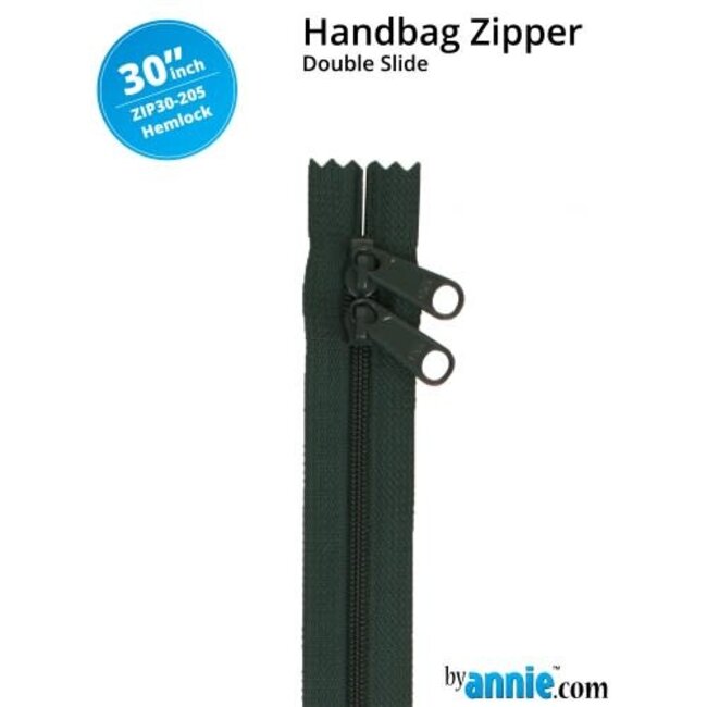 Double Slide Handbag Zipper 30" Hemlock