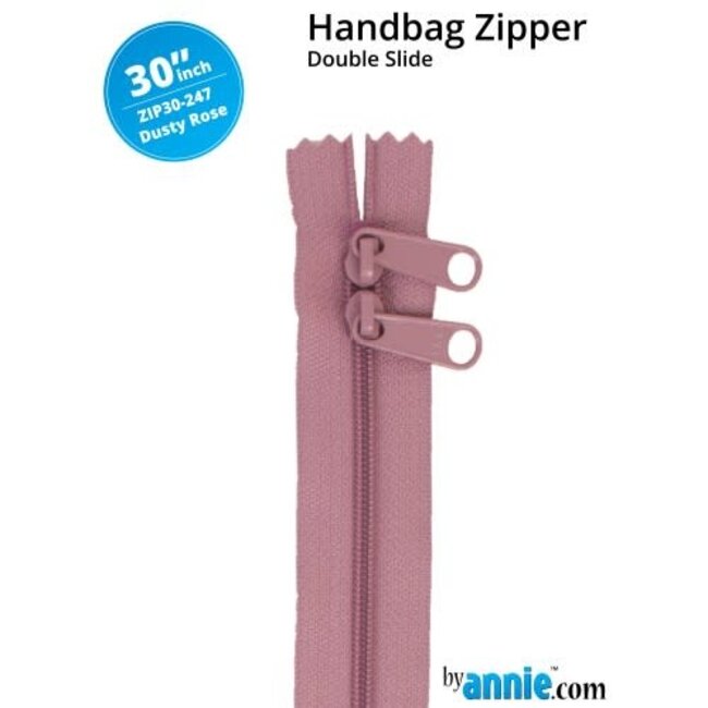Double Slide Handbag Zipper 30" Dusty Rose