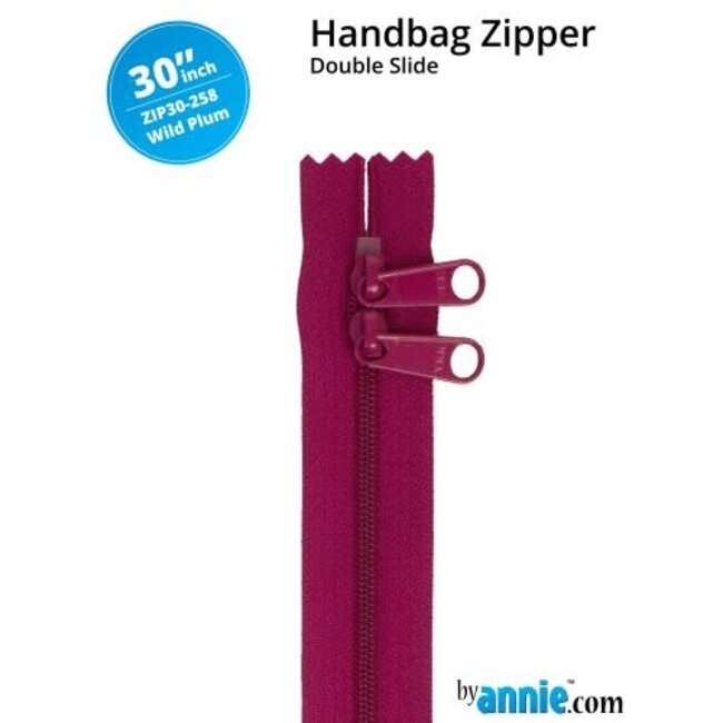 Double Slide Handbag Zipper 30" Wild Plum