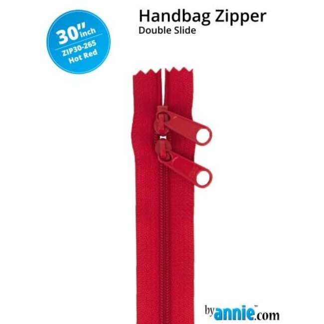 Double Slide Handbag Zipper 30" Hot Red