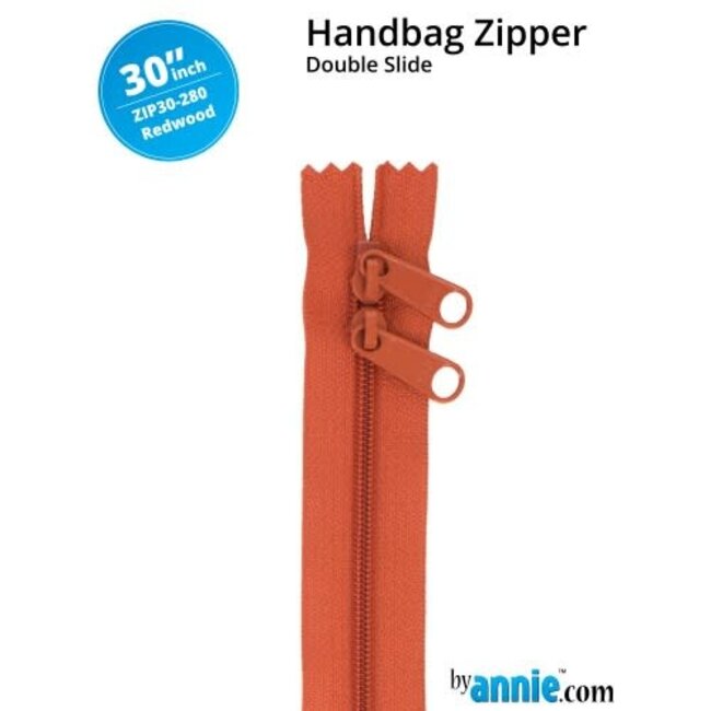 Double Slide Handbag Zipper 30" Redwood