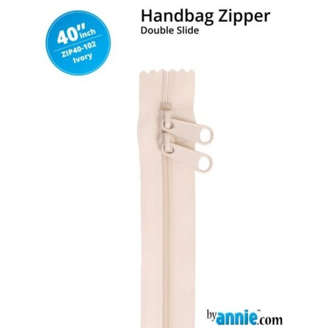 Double Slide Handbag Zipper 40" Ivory