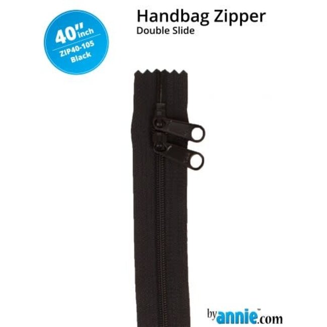 Double Slide Handbag Zipper 40" Black