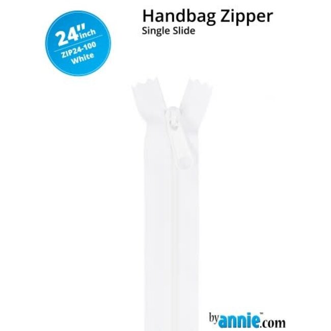 Single Slide Handbag Zipper 24'' White