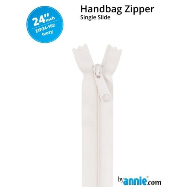 Single Slide Handbag Zipper 24'' Ivory
