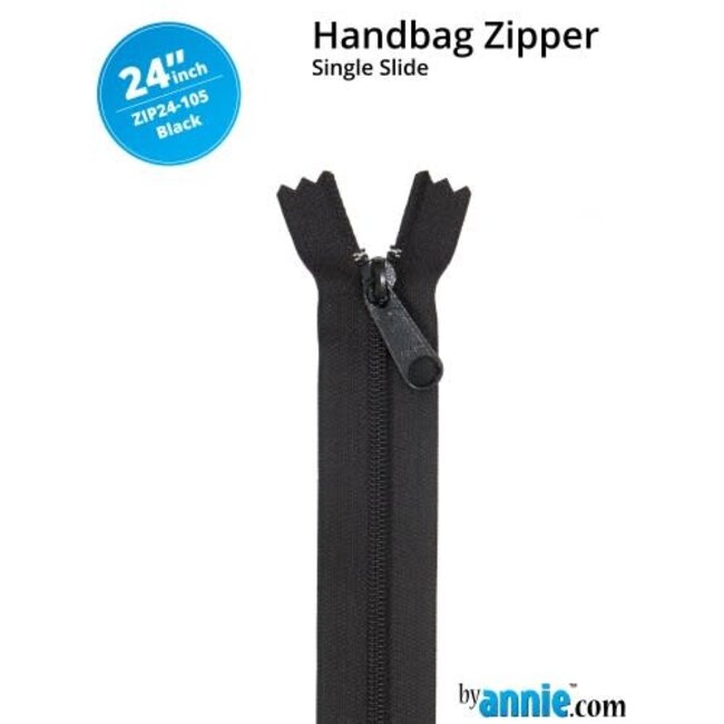 Single Slide Handbag Zipper 24'' Black