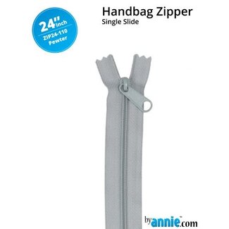By Annie Single Slide Handbag Zipper 24'' Pewter