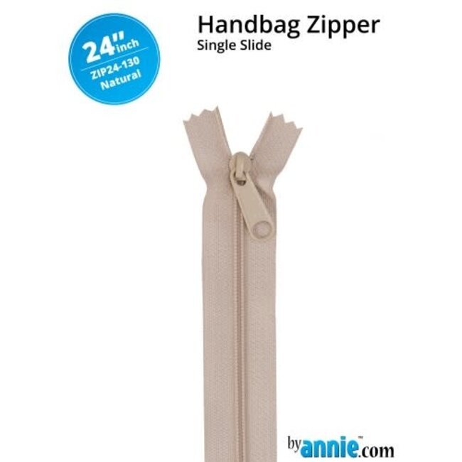 Single Slide Handbag Zipper 24'' Natural