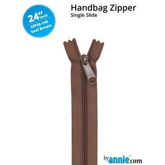 By Annie Single Slide Handbag Zipper 24'' Seal Brown