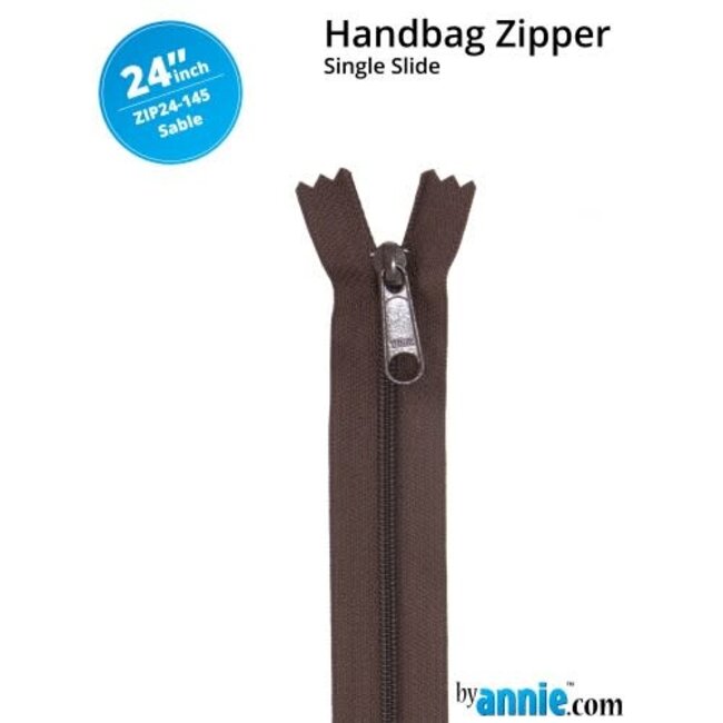 Single Slide Handbag Zipper 24'' Sable