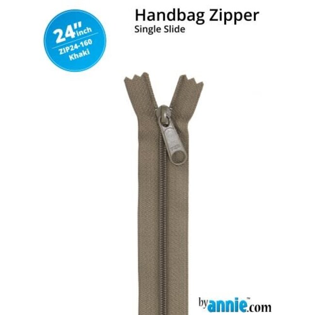 Single Slide Handbag Zipper 24'' Khaki