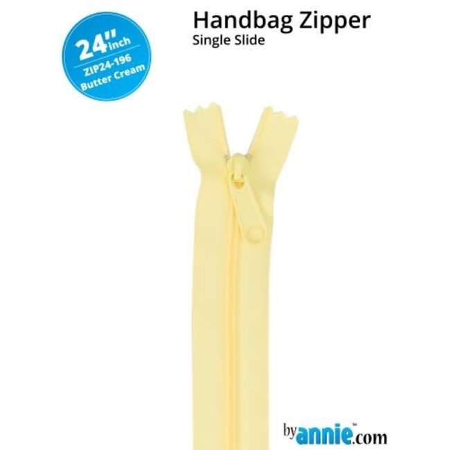 Single Slide Handbag Zipper 24'' Buttercream