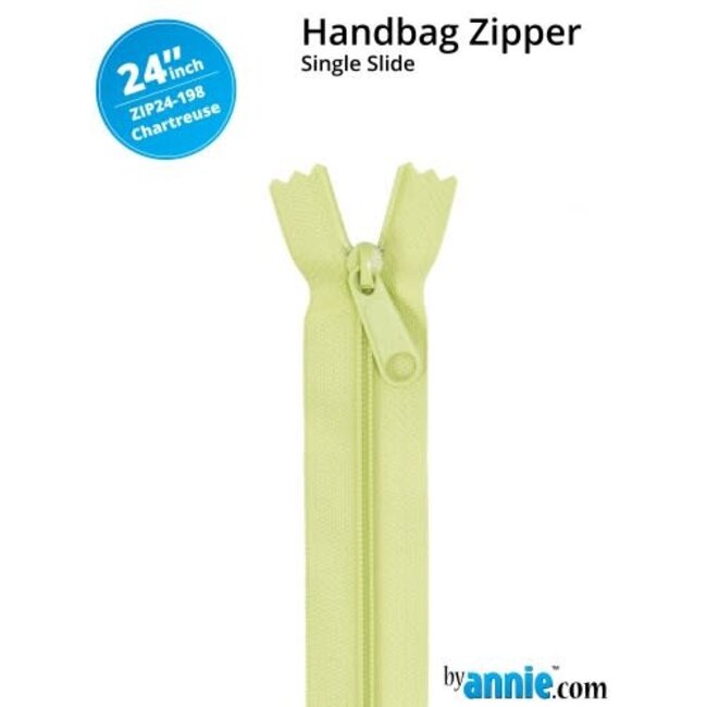 Single Slide Handbag Zipper 24'' Chartreuse
