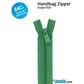 By Annie Single Slide Handbag Zipper 24'' Jewel Green
