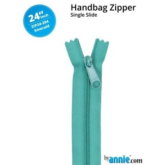 By Annie Single Slide Handbag Zipper 24'' Emerald