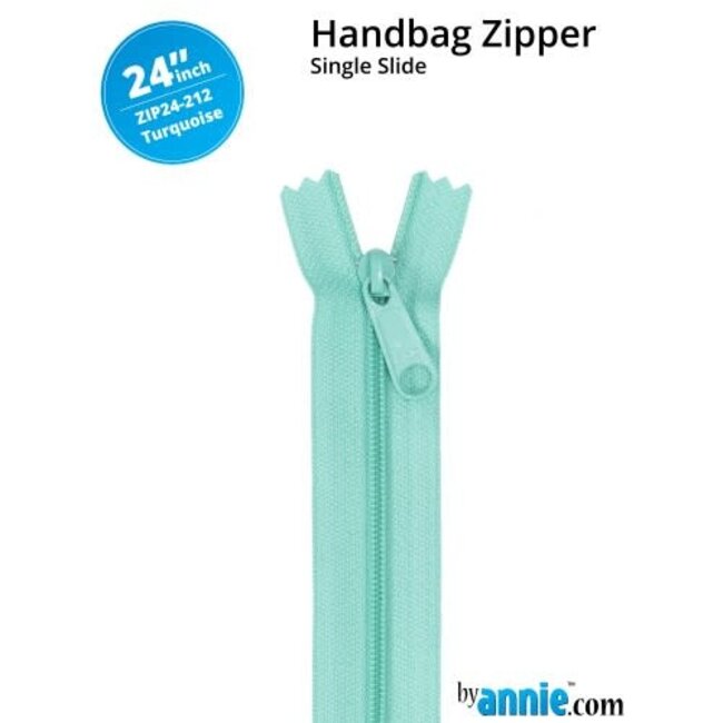 Single Slide Handbag Zipper 24'' Turquoise