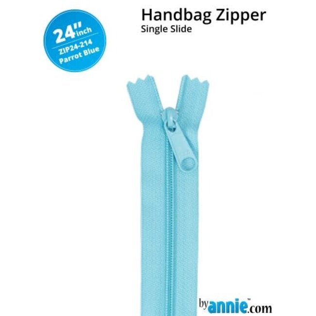 Single Slide Handbag Zipper 24'' Parrot Blue