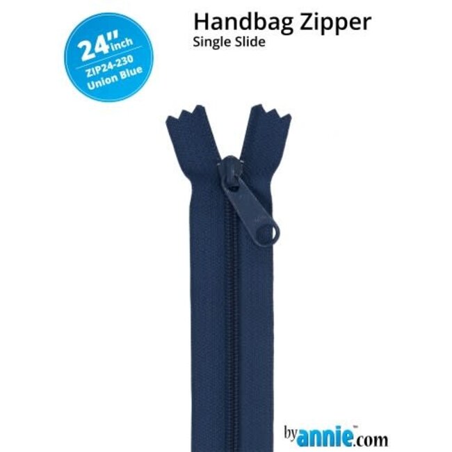 Single Slide Handbag Zipper 24'' Union Blue