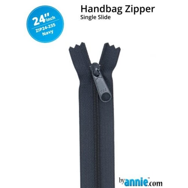 Single Slide Handbag Zipper 24'' Navy