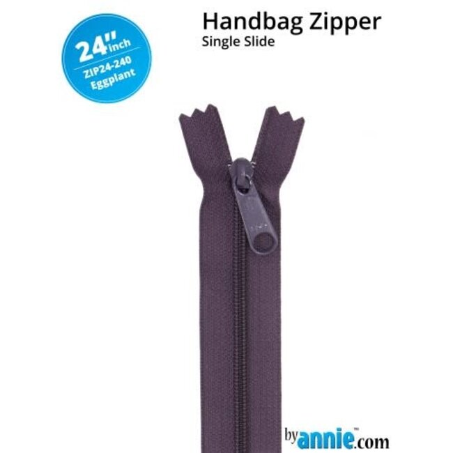 Single Slide Handbag Zipper 24'' Eggplant