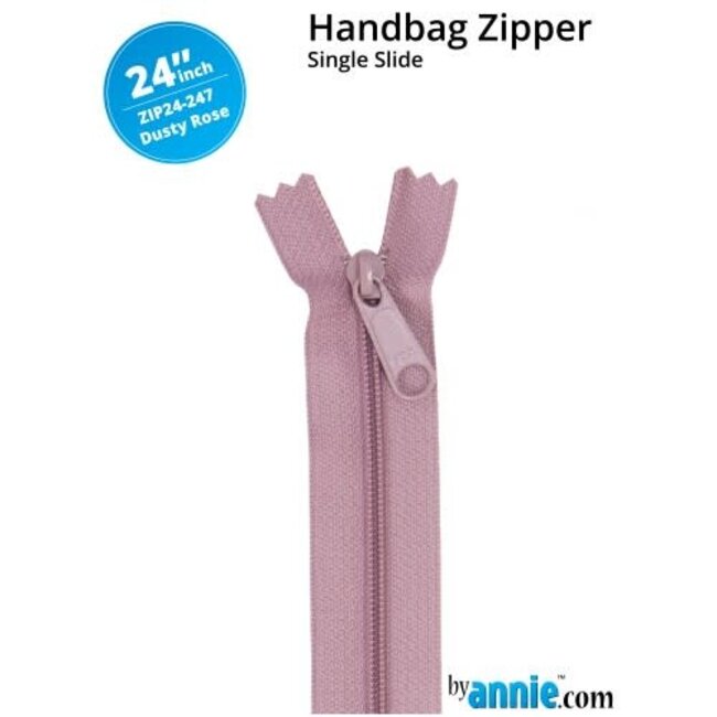 Single Slide Handbag Zipper 24'' Dusty Rose