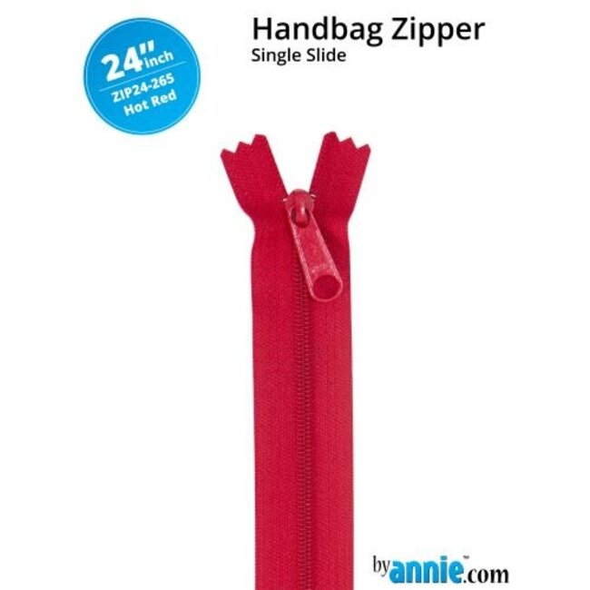 Single Slide Handbag Zipper 24'' Hot Red