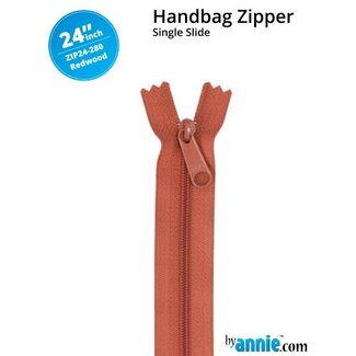 By Annie Single Slide Handbag Zipper 24'' Red Wood
