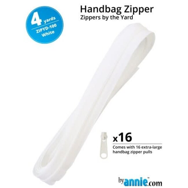 Zipper by the Yard (includes 16 pulls) White