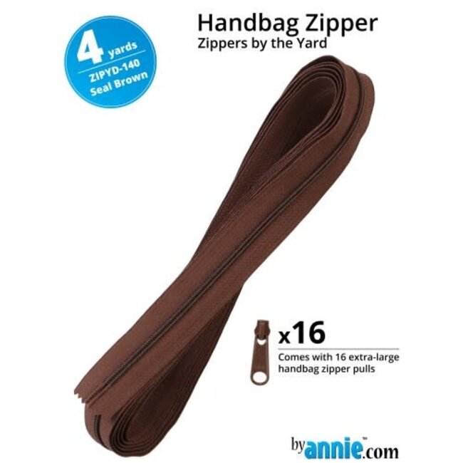Zipper by the Yard (includes 16 pulls) Seal Brown