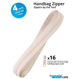 By Annie Zipper by the Yard (includes 16 pulls) Ivory