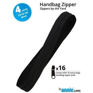 By Annie Zipper by the Yard (includes 16 pulls) Black