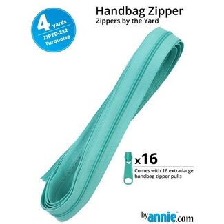 By Annie Zipper by the Yard (includes 16 pulls)  - Turquoise