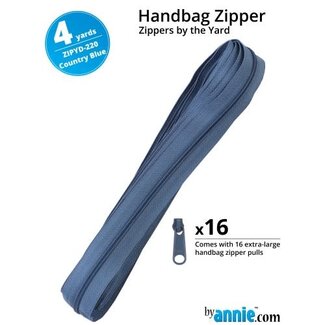 By Annie Zippers by the Yard (includes 16 pulls) Country Blue - 4yd