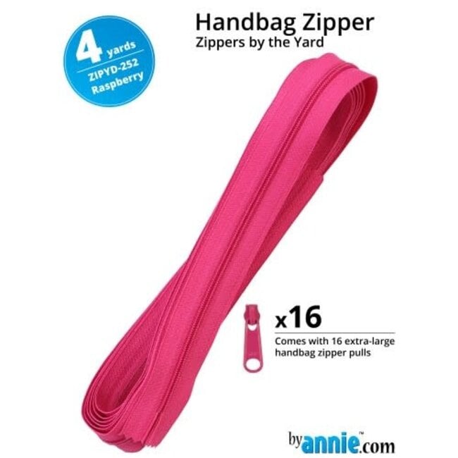 Zipper by the Yard (includes 16 pulls) Raspberry