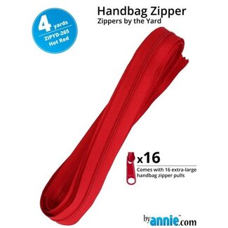 By Annie Zipper by the Yard (includes 16 pulls) Hot Red