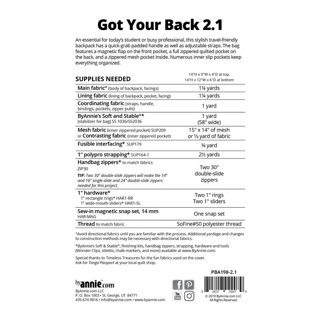 Got Your Back 2.1 Pattern