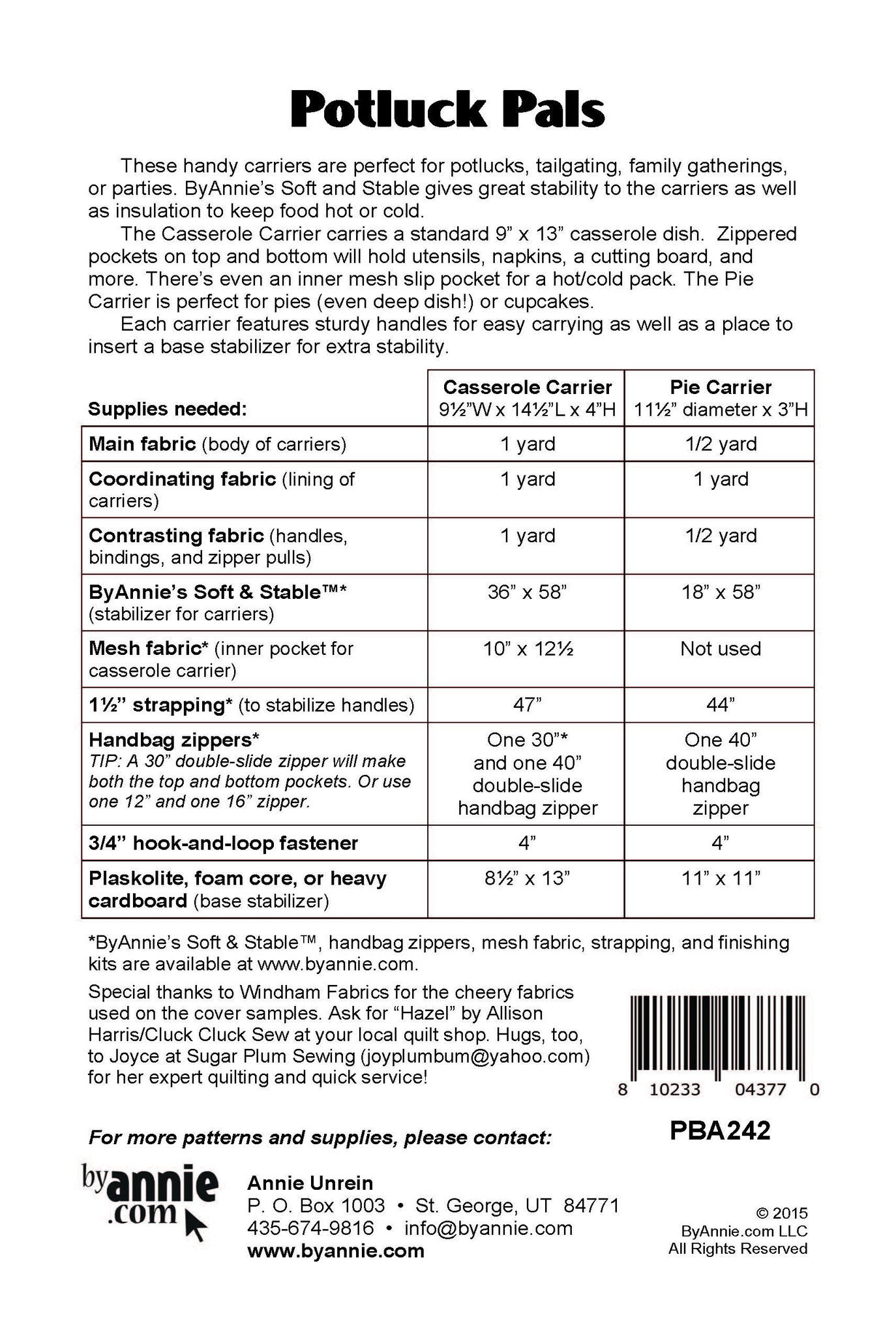 Potluck Pals - Stitch by Stitch