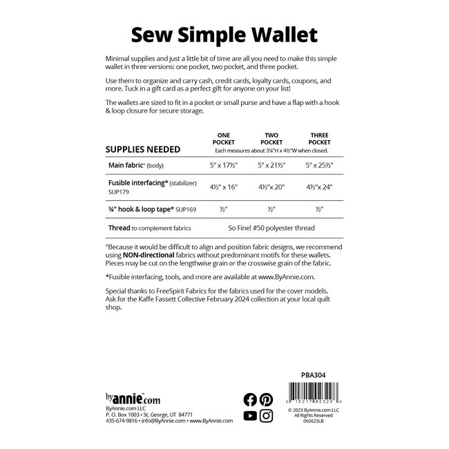 Sew Simple Wallet Pattern
