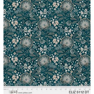P&B Textiles Elizabeth Wide - Jacobean Allover, Teal 108in Wide $0.37 per cm or $37/m