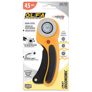 Olfa 45 mm Deluxe Ergonomic Rotary Cutter - Yellow